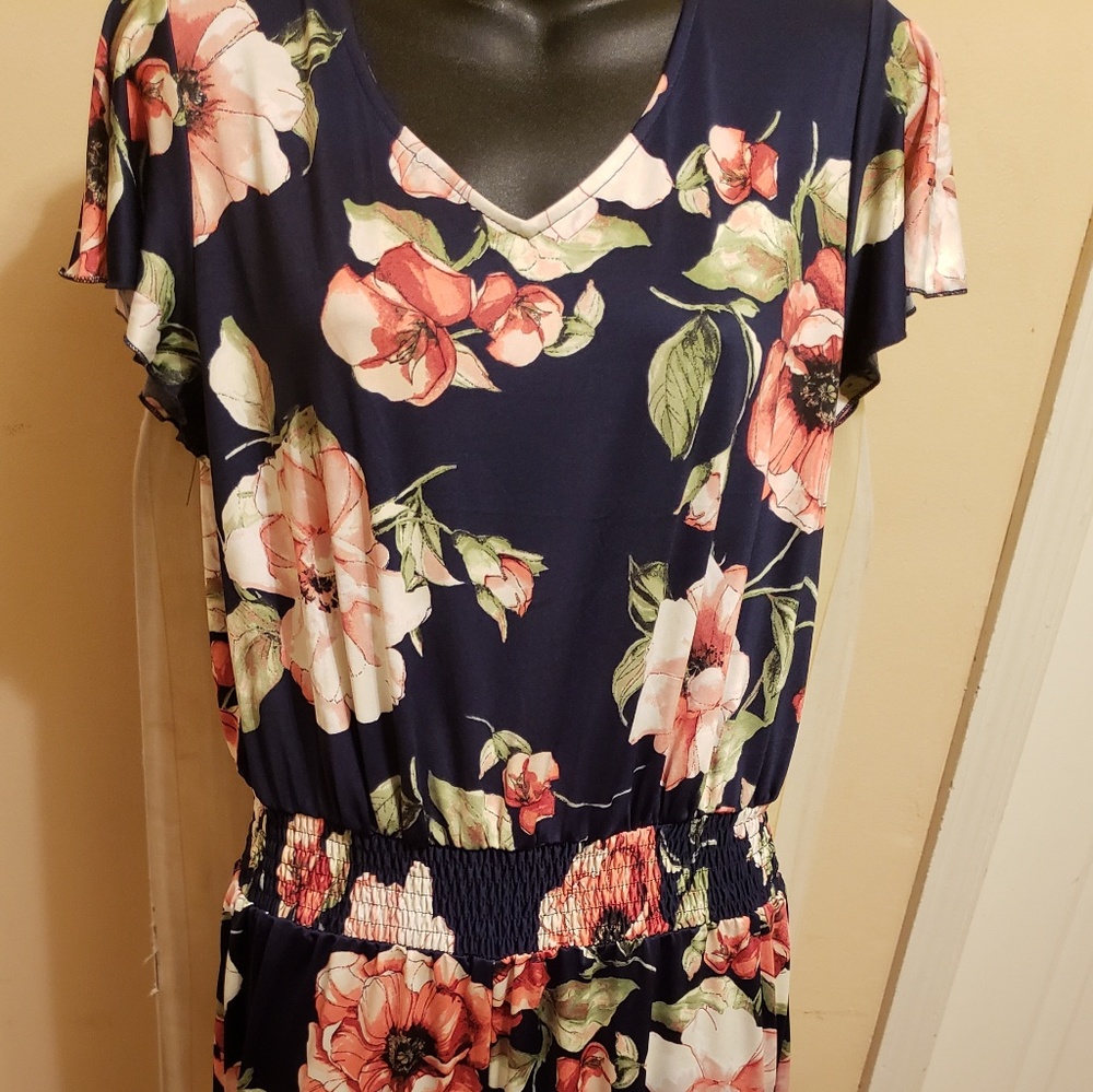 Pink and blue floral jumpsuit